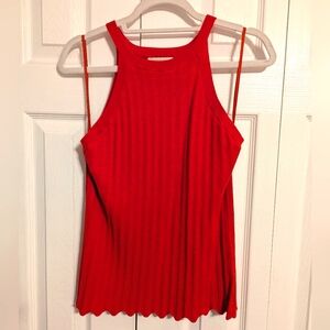 Skies Are Blue Vibrant Red Ribbed Tank Top Size Small